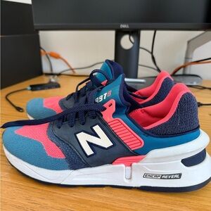 New Balance Kids 997S Sneakers in Teal, Navy & Pink